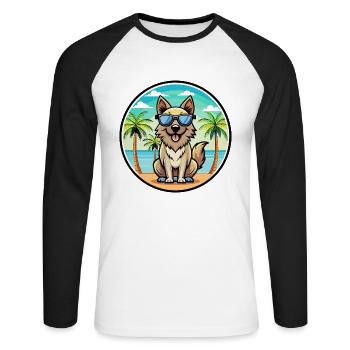 Lunettes de soleil de race de chien de berger des Carpates - T-shirt baseball manches longues Homme - blanc/noir - Devant - Nik (191cm)