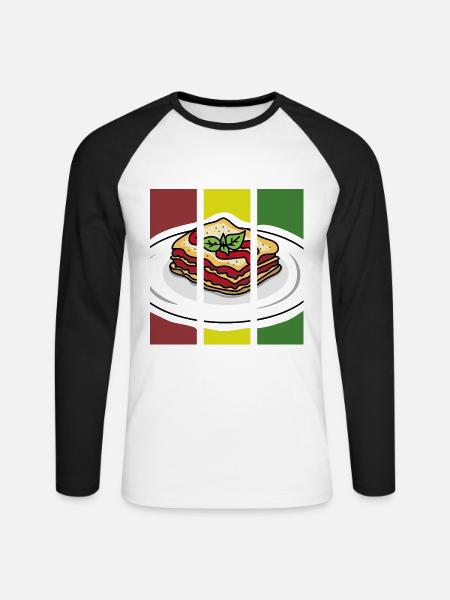 Ofenfrische Lasagne Käsekruste - Unisex Baseballshirt langarm - Weiß/Schwarz