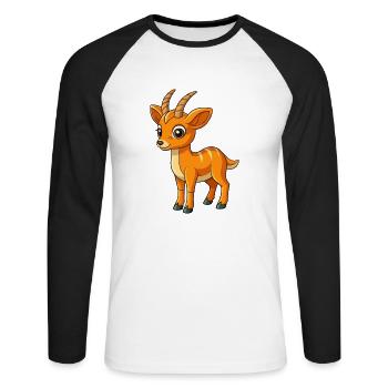 Antilope Niedliche Maskottchen Zeichentrickfigur Kawaii - Unisex Baseballshirt langarm - Weiß/Schwarz - Vorne - Nik (191cm)