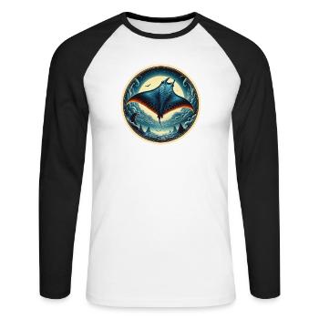 Raie - T-shirt baseball manches longues Homme - blanc/noir - Devant - Nik (191cm)