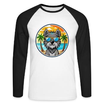 Bouvier Des Ardennes Hunderasse Cartoon Sonnenbrille - Unisex Baseballshirt langarm - Weiß/Schwarz - Vorne - Nik (191cm)