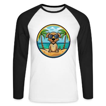 Pointer Dog Breed Cartoon Sunglasses Beach - Unisex Long Sleeve Baseball T-Shirt - white/black - Front - Nik (191cm)