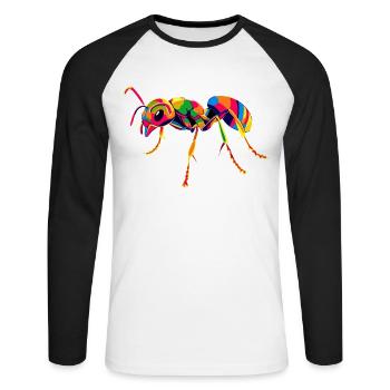 Ameise Waldameise Feuerameise Insekt Süße Ameisen - Unisex Baseballshirt langarm - Weiß/Schwarz - Vorne - Nik (191cm)