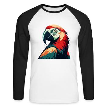 Parrot Cartoon Character Colorful Pet Animal - Unisex Long Sleeve Baseball T-Shirt - white/black - Front - Nik (191cm)
