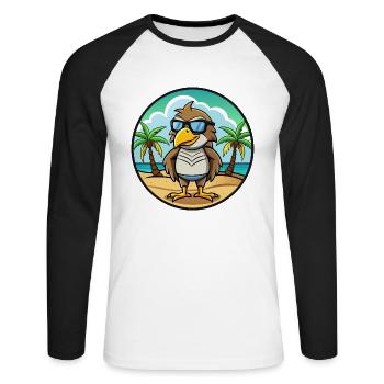 Hawk Lustige Cartoon Sommer Strand Sonnenbrille Aufkleber - Unisex Baseballshirt langarm - Weiß/Schwarz - Vorne - Nik (191cm)