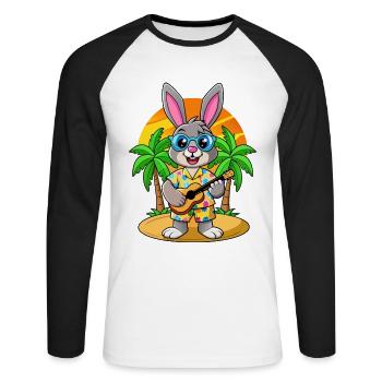 Lunettes de soleil de plage d’été de dessin animé de lapin drôle - T-shirt baseball manches longues Homme - blanc/noir - Devant - Nik (191cm)