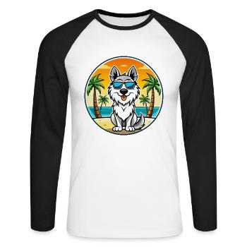 Lunettes de soleil de race de chien de berger des Carpates - T-shirt baseball manches longues Homme - blanc/noir - Devant - Nik (191cm)