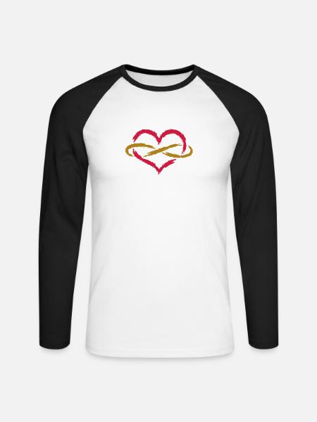 Herz Unendlich Endlos - Unisex Baseballshirt langarm - Weiß/Schwarz