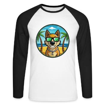 Alano Español Hunderasse Cartoon Sonnenbrille Strand - Unisex Baseballshirt langarm - Weiß/Schwarz - Vorne - Nik (191cm)