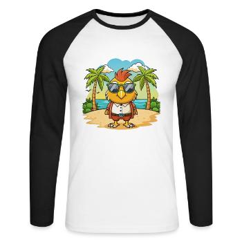 Hawk Funny Cartoon Summer Beach Sunglasses - Unisex Long Sleeve Baseball T-Shirt - white/black - Front - Nik (191cm)