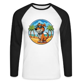 Polnische Jagdhund Hund Rasse Cartoon Sonnenbrille - Unisex Baseballshirt langarm - Weiß/Schwarz - Vorne - Nik (191cm)