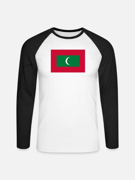 Malediven - Unisex Baseballshirt langarm - Weiß/Schwarz