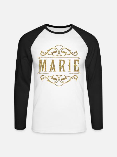 Marie gold - Unisex Baseballshirt langarm - Weiß/Schwarz