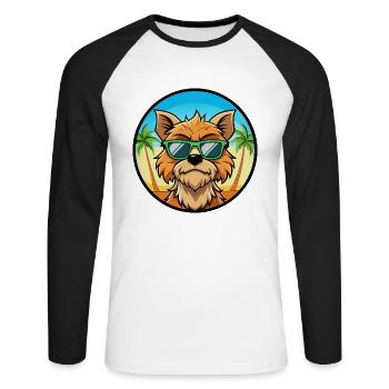 Griffon Bruxellois Dog Breed Cartoon Sunglasses - Unisex Long Sleeve Baseball T-Shirt - white/black - Front - Nik (191cm)