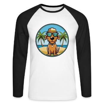 Polnische Jagdhund Hund Rasse Cartoon Sonnenbrille - Unisex Baseballshirt langarm - Weiß/Schwarz - Vorne - Nik (191cm)