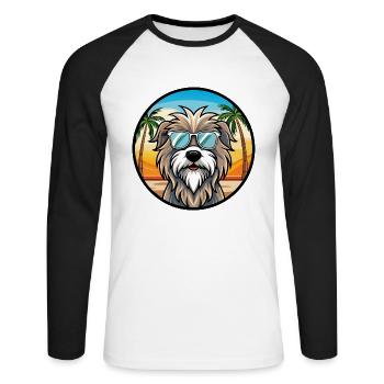 Lunettes de soleil Bergamasco Shepherd Dog Breed Cartoon - T-shirt baseball manches longues Homme - blanc/noir - Devant - Nik (191cm)