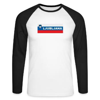 Ljubljana City dans le drapeau slovène - T-shirt baseball manches longues Homme - blanc/noir - Devant - Nik (191cm)