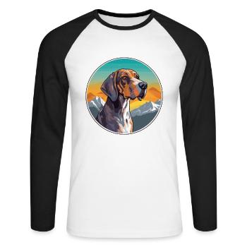 Plott Hund Hund Rasse Cartoon Kawaii Aquarell - Unisex Baseballshirt langarm - Weiß/Schwarz - Vorne - Nik (191cm)