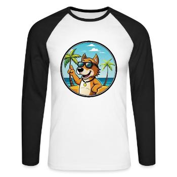 Auvergne Vorstehhund Rasse Cartoon Sonnenbrille Strand - Unisex Baseballshirt langarm - Weiß/Schwarz - Vorne - Nik (191cm)