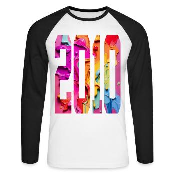 BUNT 16E ANNIVERSAIRE 2010 - T-shirt baseball manches longues Homme - blanc/noir - Devant - Nik (191cm)