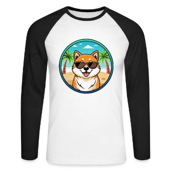 Shih Poo Hunderasse Cartoon Sonnenbrille Strand - Unisex Baseballshirt langarm - Weiß/Schwarz - Vorne - Nik (191cm)