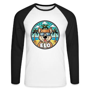 Längerer Spitzname Hund Rasse Cartoon Sonnenbrille Strand - Unisex Baseballshirt langarm - Weiß/Schwarz - Vorne - Nik (191cm)