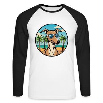 Rampur Greyhound Chien Race Dessin Animé Lunettes De Soleil Plage - T-shirt baseball manches longues Homme - blanc/noir - Devant - Nik (191cm)