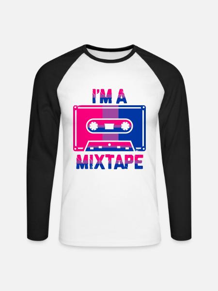 I'm A Mixtape Bisexuality Bisexualität Bisexuell - Unisex Baseballshirt langarm - Weiß/Schwarz
