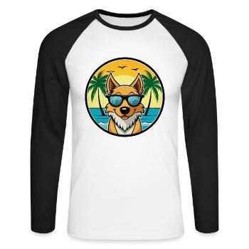 Dänisch Schwedische Bauernhund Rasse Cartoon Sonnenbrille - Unisex Baseballshirt langarm - Weiß/Schwarz - Vorne - Nik (191cm)