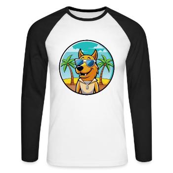 Smaland Hound Chien Race Dessin Animé Lunettes De Soleil Plage - T-shirt baseball manches longues Homme - blanc/noir - Devant - Nik (191cm)