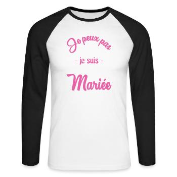ICH KANN NICHT, ICH BIN VERHEIRATET - Unisex Baseballshirt langarm - Weiß/Schwarz - Vorne - Nik (191cm)