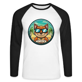 Minskin Katzenrasse Cartoon Sonnenbrille Strand - Unisex Baseballshirt langarm - Weiß/Schwarz - Vorne - Nik (191cm)