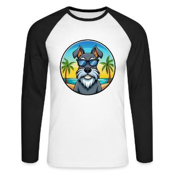 Standard Schnauzer Hunderasse Cartoon Sonnenbrille - Unisex Baseballshirt langarm - Weiß/Schwarz - Vorne - Nik (191cm)