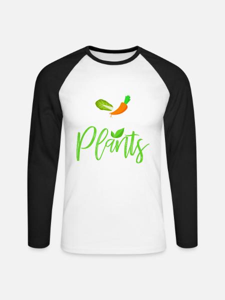 Vegan - Unisex Long Sleeve Baseball T-Shirt - white/black
