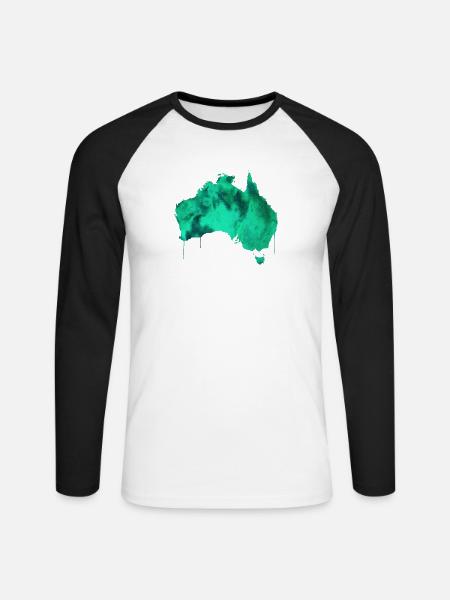 Australien - Unisex Baseballshirt langarm - Weiß/Schwarz