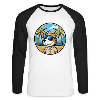 Sporting Lucas Terrier Chien Race Dessin Animé Plage - T-shirt baseball manches longues Homme - blanc/noir - Devant - Nik (191cm)