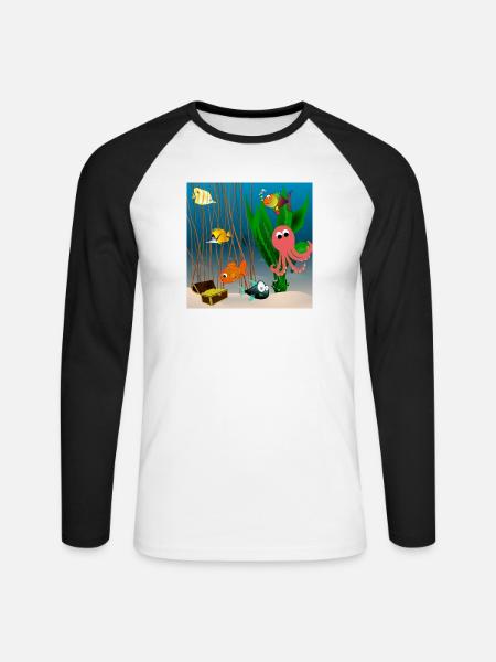 Marine life - Unisex Long Sleeve Baseball T-Shirt - white/black