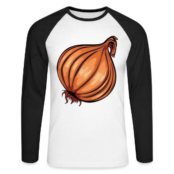 Trendy Onion Cool Gemüse Zwiebeln - Unisex Baseballshirt langarm - Weiß/Schwarz - Vorne - Nik (191cm)