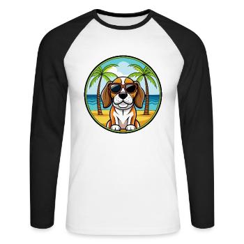 Beagle Harrier Hunderasse Cartoon Sonnenbrille Strand - Unisex Baseballshirt langarm - Weiß/Schwarz - Vorne - Nik (191cm)