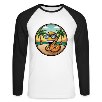 Serpent Drôle Dessin Animé Plage D’été Lunettes De Soleil Cool - T-shirt baseball manches longues Homme - blanc/noir - Devant - Nik (191cm)