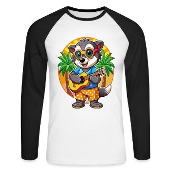 Lustige Dachs Cartoon Sommer Strand Sonnenbrille - Unisex Baseballshirt langarm - Weiß/Schwarz - Vorne - Nik (191cm)