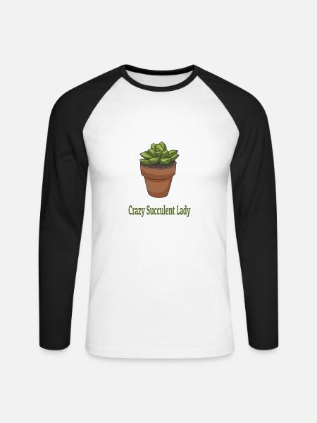 Sukkulente Pflanzen - Unisex Baseballshirt langarm - Weiß/Schwarz