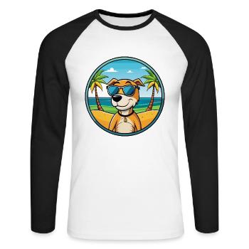 Auvergne Vorstehhund Rasse Cartoon Sonnenbrille Strand - Unisex Baseballshirt langarm - Weiß/Schwarz - Vorne - Nik (191cm)