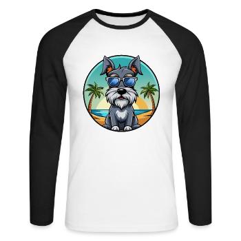 Standard Schnauzer Hunderasse Cartoon Sonnenbrille - Unisex Baseballshirt langarm - Weiß/Schwarz - Vorne - Nik (191cm)