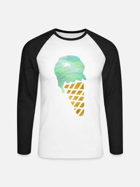 Eiscreme - Unisex Baseballshirt langarm - Weiß/Schwarz