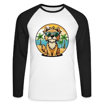 Brikett Griffon Vendéen Hunderasse Cartoon Strand - Unisex Baseballshirt langarm - Weiß/Schwarz - Vorne - Nik (191cm)