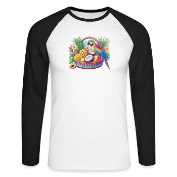 Fruit basket with parrot - Unisex Long Sleeve Baseball T-Shirt - white/black - Front - Nik (191cm)