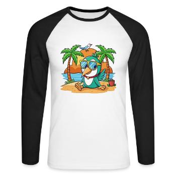 Hummingbird Funny Cartoon Summer Beach Sunglasses - Unisex Long Sleeve Baseball T-Shirt - white/black - Front - Nik (191cm)