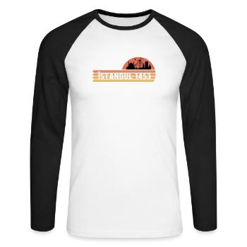 Skyline von Istanbul in einem Retro Design - Unisex Baseballshirt langarm - Weiß/Schwarz - Vorne - Nik (191cm)
