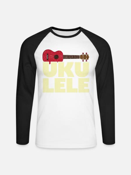 Ukulele Musik Musikinstrument - Unisex Baseballshirt langarm - Weiß/Schwarz